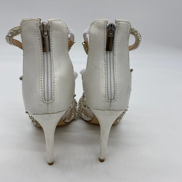 XYD White Bridal Strappy Peep Toe Sandals - Picture 7 of 10